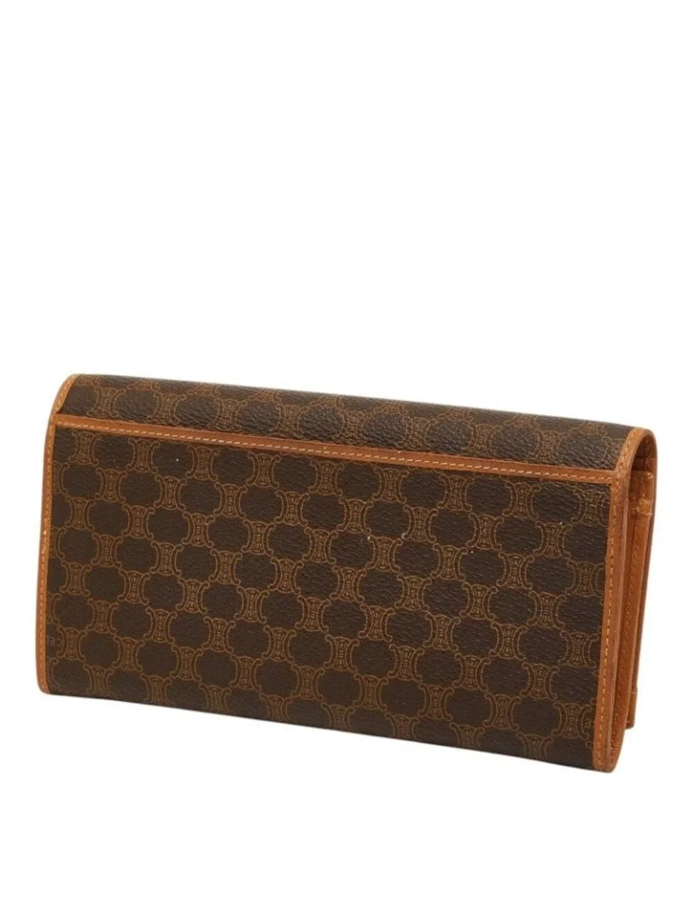 Celine Macadam Bifold Wallet Brown Beige Leather